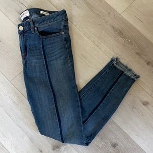 William Rast Stripe Frayed Hem Ankle Skinny Jean